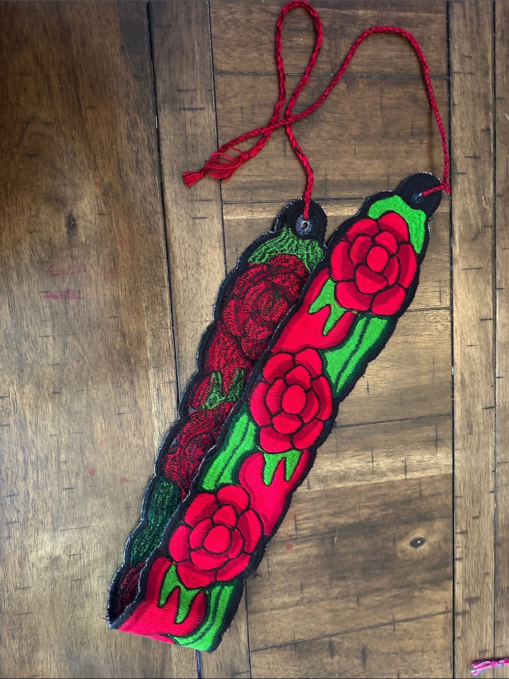 RED  Embroidered Floral Mexican Belt ONE SIZE